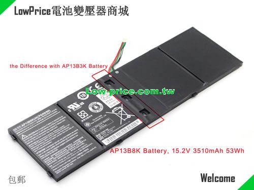 ACER AP13B8K Battery 3460mAh, 53.00Wh  15V Black Li-Polymer