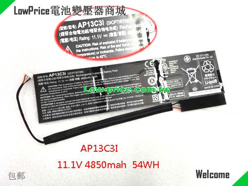 ACER 3ICP7/67/90 Battery 4850mAh, 54.00Wh  11.1V Balck Li-Polymer