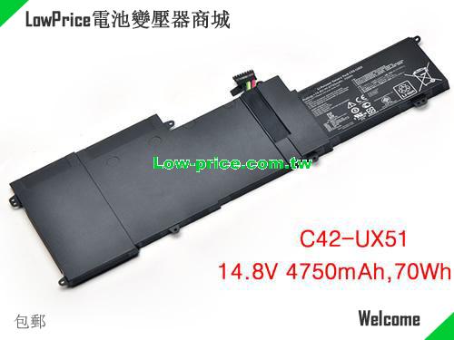 ASUS C42-UX51 Battery 4750mAh, 70.00Wh  14.8V Black Li-Polymer