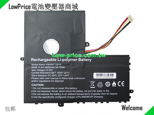 BMAX 496587-3S1P Battery 4800mAh, 54.72Wh  11.4V Black Li-ion