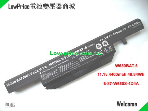 CLEVO 687W650S4D7A2 Battery 4400mAh, 48.84Wh  11.1V Black Li-ion