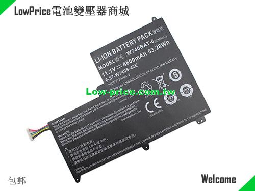 CLEVO W740S Battery 4800mAh, 53.28Wh  11.1V Balck Li-ion