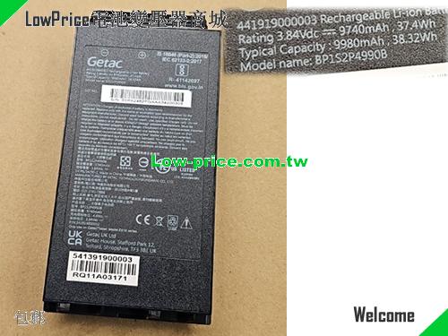 副廠/原廠 原廠 原裝 GETAC BP1S2P4990B-1, 4419190000024, 441919000002, BP1S2P4990B, Black, 9740mAh, 37.40Wh 3.84V