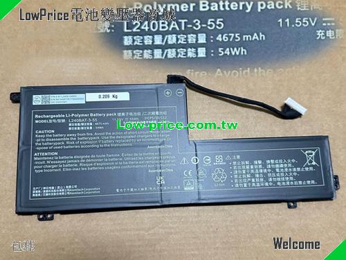 副廠/原廠 原廠 Hasee L240bat-3-55 筆電電池 6-87-l240s-54b00 11.55v 55wh 