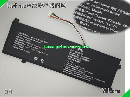 副廠/原廠 New Ssbs81 電池 适合 Mechrevo 16 Pro F6rs-5bb6u 16hds-7bb6u 70wh 11.55v 