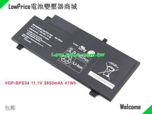 SONY VGP-BPS34 Battery 3650mAh, 41.00Wh  11.1V Black Li-ion