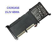 原廠 Asus C41n1416 電池 适合 Zenbook Pro Ux501 N501 Series Rechargeable 60wh