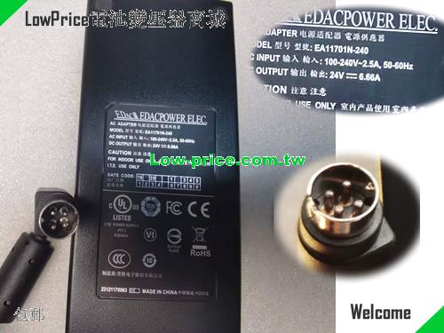 EDAC 24V 6.66A AC Adapter