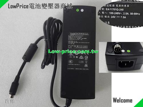  Genuine EDAC EA11701Q-240 AC Adapter 24v 7.5A 1810W Power Supply 4Pins EDAC 24V 7.5A 180W 筆電變壓器 