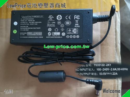 Genuine EDAC T535122-2X1 Ac Adapter 53.5v 1.22A 65W Power Supply EDAC 53.5V 1.22A 65W 筆電變壓器