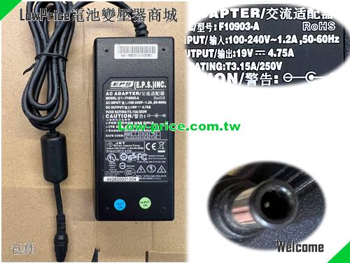  Genuine IBig Pin EPS F10903-A AC/Adapter 19V 4.75A 90W 7.4x5.0mm Tip EPS 19V 4.75A 90W 筆電變壓器 