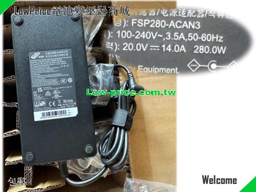 Genuine FSP FSP280-ACAN3 AC Adapter 20v 14A 280W Laptop Power Supply FSP 20V 14A 280W 筆電變壓器