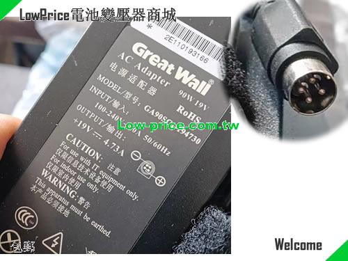  Genuine 4 Pins GA90SC1-194730 AC Adapter Great Wall 19v 4.73A 90W Power Supply GREAT WALL 19V 4.73A 89.87W 筆電變壓器 