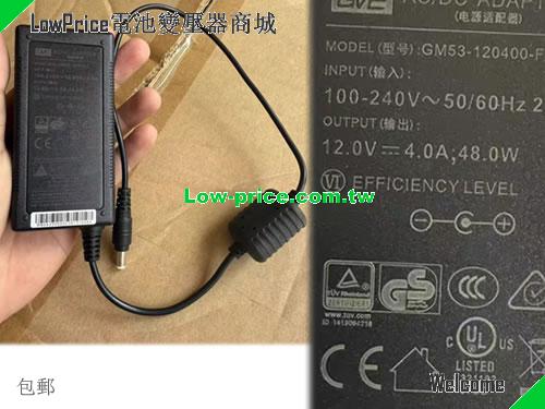 GenuineGVE GM53-120400-F Ac Adapter 12v 4A 48W Power Supply GVE 12V 4A 48W 筆電變壓器