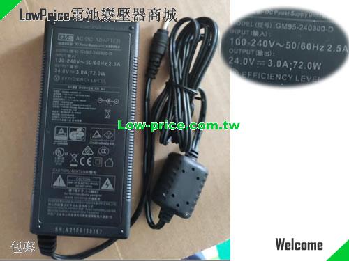 GVE GM95-240300-D 筆電變壓器 24V 3A 72W