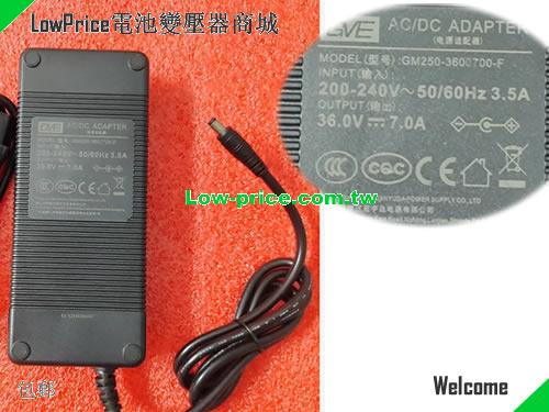 GEnuine GVE GM250-3600700-F AC/DC Adapter for Water Purifier, Equipment, 36V 7A GVE 36V 7A 252W 筆電變壓器 