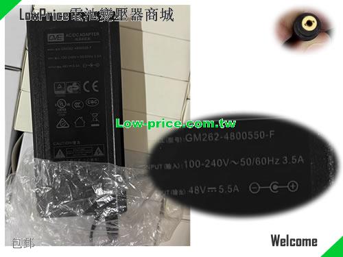  Genuine GVE GM262-4800550-F AC/DC Adapter 48v 5.5A 264W Power Supply GVE 48V 5.5A 264W 筆電變壓器 
