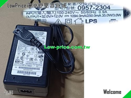 Genuine for HP 0957-2304 Printer Power Supply 32v 1094mA, 12v 250ma Ac Adapter HP 32V 1.094A 35W 筆電變壓器