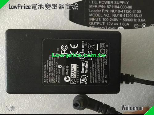  Genuine LEI MFR P/N 571184-003-00 AC Adapter 12v 1.66A NU18-41120-310S LEI 12V 1.66A 19.92W 筆電變壓器 