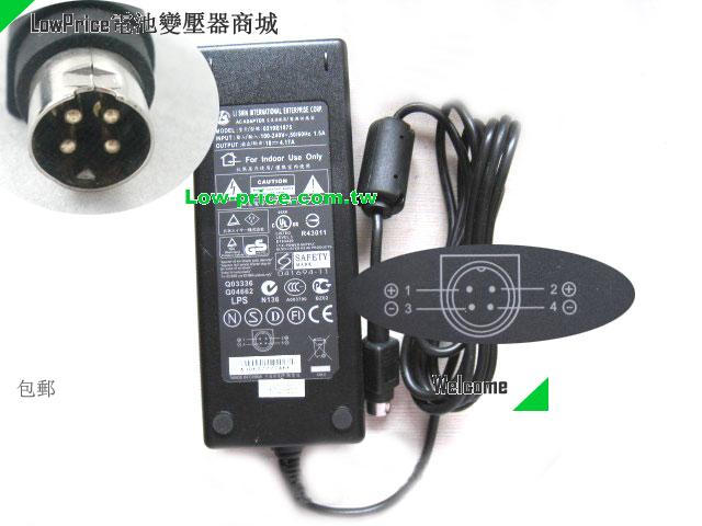 Genuine Lishin 0219B1875 AC Adapter 18v 4.17A 75W Power Supply 4 Pin LI SHIN 18V 4.17A 75W 筆電變壓器