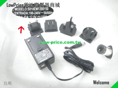  Genuine Power Supply S018EM1200150 12.0V 1500mA Switching Ac Adapter LACIE 12V 1.5A 18W 筆電變壓器 