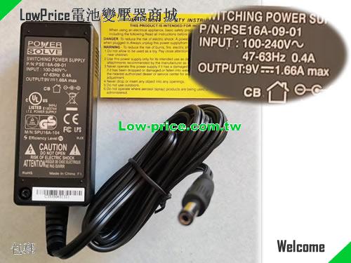 POWER SOLVE PSE16A-09-01 筆電變壓器 9V 1.66A 14.94W
