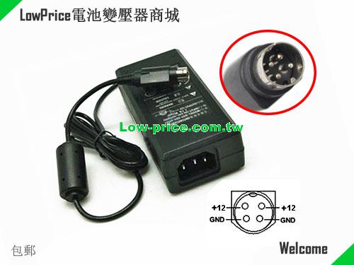 Genuine Soy SOY-1200500K1 Ac Adapter 12v 5A for Monitor Round with 4 Pins SOY 12V 5A 60W 筆電變壓器