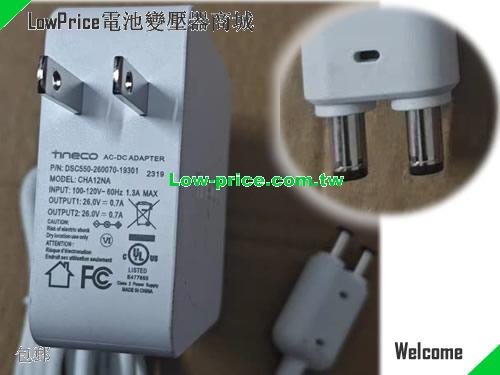 GenuineTineco CHA12NA Ac Adapter 26v 0.7A Dual Interface Output DSC550-260070-19301 TINECO 26V 0.7A 36.4W 筆電變壓器